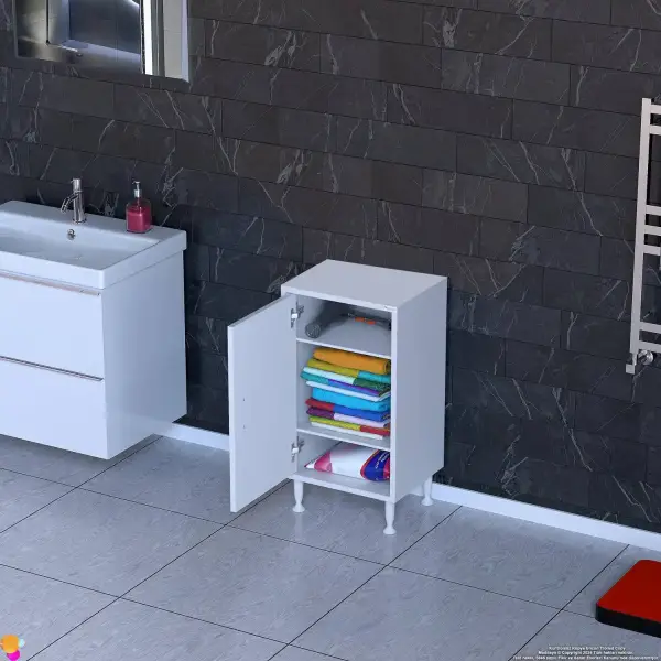 Modilayn SÖKE 50cm 1 Kapaklı 3 Göz Raf Çok Amaçlı Banyo, Mutfak Dolabı Beyaz (103-B1K_2R_B_50) - 3