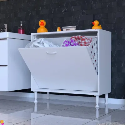Modilayn SÖKE 70cm 2 Göz Sepetli Mini Çok Amaçlı Banyo, Mutfak Dolabı Beyaz (103-B2S_B_70) - 1