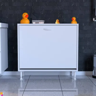 Modilayn SÖKE 70cm 2 Göz Sepetli Mini Çok Amaçlı Banyo, Mutfak Dolabı Beyaz (103-B2S_B_70) - 2