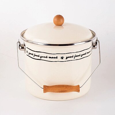 Mood Ahşap Detaylı Emaye Yoğurt/Bakliyat Bakracı 20 cm 3 Litre (EMAY21) - 5