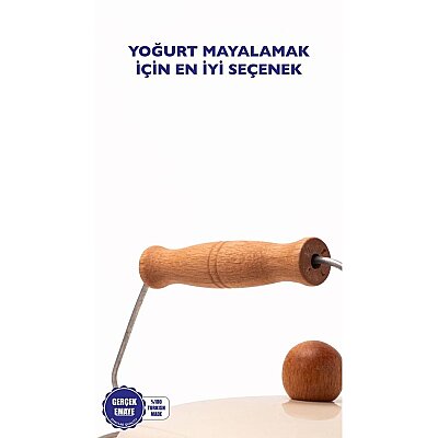 Mood Ahşap Detaylı Emaye Yoğurt/Bakliyat Bakracı 20 cm 3 Litre (EMAY21) - 3