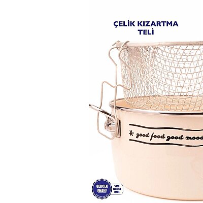 Mood Emaye Özel Pyrex Kapaklı Kızartma Tenceresi/ Fritöz (EMAY20) - 4