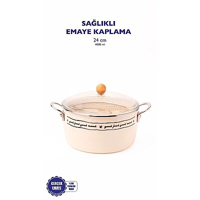 Mood Emaye Özel Pyrex Kapaklı Kızartma Tenceresi/ Fritöz (EMAY20) - 5