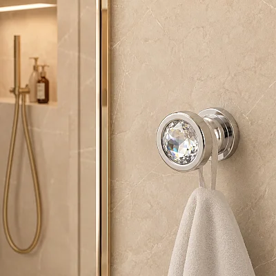 Gedy Moonlight Round Bornozluk Beyaz Kristal Krom (A.1WC.86501/CRB) - 1