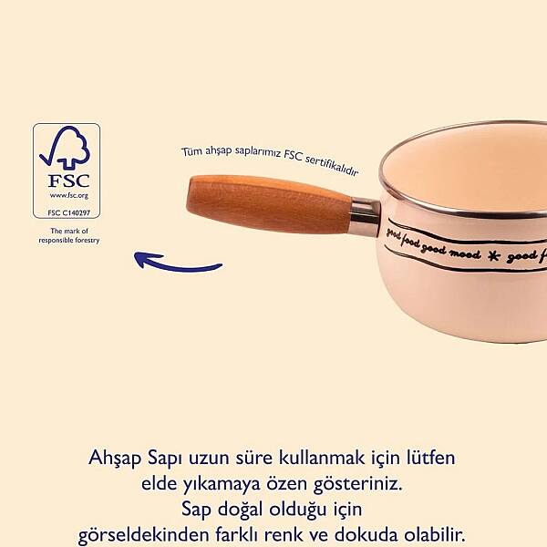Mötilda Ahşap Saplı Emaye Tavası (EMAY18) - 4