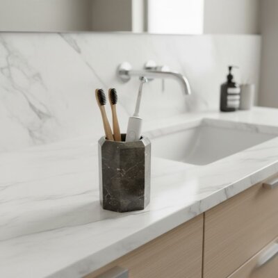 Nicol Octavia Tezgah Üstü Diş Fırçalığı Mermer/Moka (A.1NCL.2292038) - Nicol