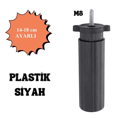 Nobel Ayarlı Koltuk Destek Ayağı Siyah M8 Bağlantılı Ayak 14cm (1277-S) - Nobel (1)