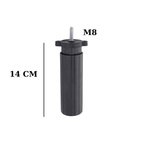 Nobel Ayarlı Koltuk Destek Ayağı Siyah M8 Bağlantılı Ayak 14cm (1277-S) - 2