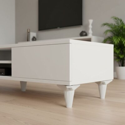 Nobel 15cm Çizgili Wetra Ayak Plastik Beyaz Mobilya Ayağı (16973-15) - Nobel