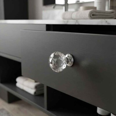 Nobel Oscar Modeli Krom Şeffaf Düğme 30mm (1825-30) - Nobel