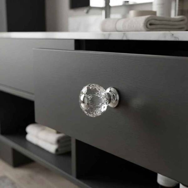 Nobel Oscar Modeli Krom Şeffaf Düğme 30mm (1825-30) - 1