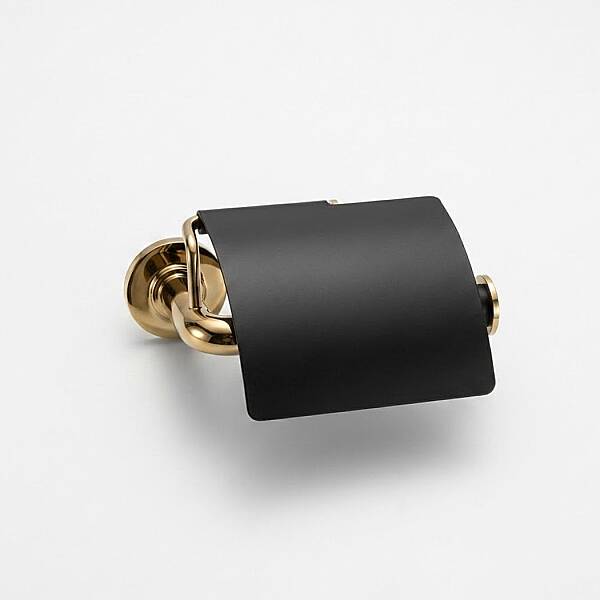 System Banyo Nord Kapaklı Tuvalet Kağıtlığı Gold/Siyah Renk 69x121x155 mm (BA1041 010 GL-AL6) - 1