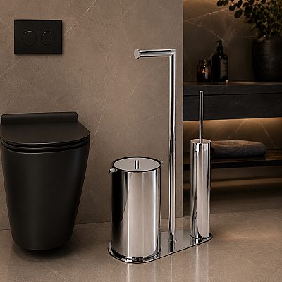 Vitale Banyo Nova Hareketli Wc Set Çöp Kovalı 5 Litre Krom (KBW-907CR) - Vitale Banyo
