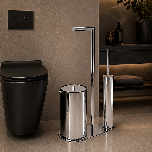 Vitale Banyo Nova Hareketli Wc Set Çöp Kovalı 5 Litre Krom (KBW-907CR) - 1