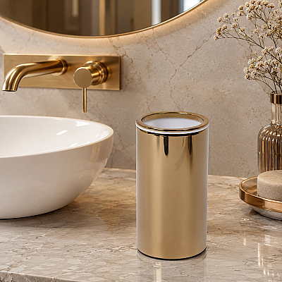 Vitale Banyo Nova Tezgah Üstü Yuvarlak Diş Fırçalık Gold (KBW-632GL) - Vitale Banyo