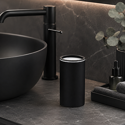 Vitale Banyo Nova Tezgah Üstü Yuvarlak Diş Fırçalık Mat Siyah (KBW-632MB) - Vitale Banyo