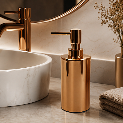 Vitale Banyo Nova Tezgah Üstü Yuvarlak Sıvı Sabunluk Bakır (KBW-633RS) - Vitale Banyo