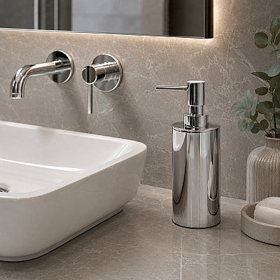 Vitale Banyo Nova Tezgah Üstü Yuvarlak Sıvı Sabunluk Krom (KBW-633CR) - Vitale Banyo