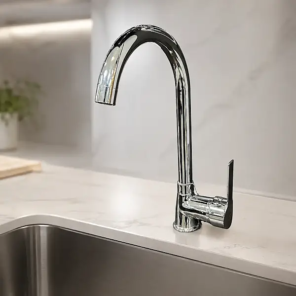 Nsa Viola Kuğu Lavabo Bataryası Krom (A048) - 1
