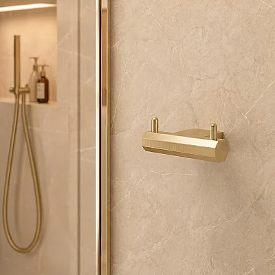 System Banyo Octagon İkili Askılık Gold Renk 34x60x80 mm (BA1026 012 GL) - 1