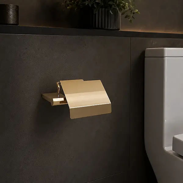 System Banyo Octagon Kapaklı Tuvalet Kağıtlığı Gold Renk 52x137x152 mm (BA1026 023 GL) - 1