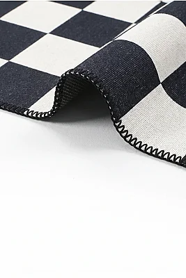 Odessa 501 Damalı Halı Siyah Krem Yıkanabilir Dokuma Taban İnce Halı Oturma Odası Salon Halısı 120x200 - 3