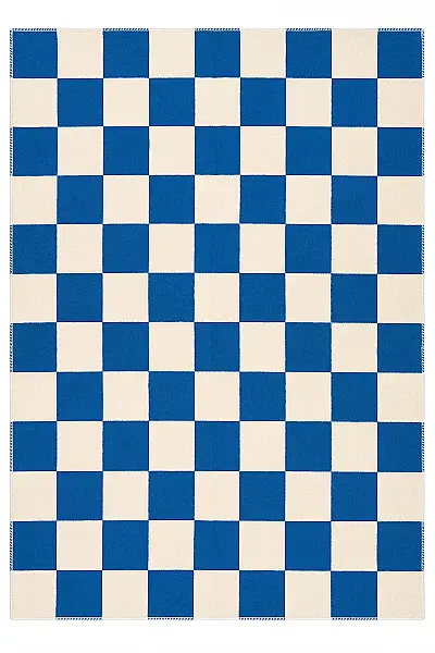 Odessa Mavi Krem Damalı Modern Geometrik Yıkanabilir Dijital Baskı Giyinme Salon Oturma Odası Halısı 120x200 - 1