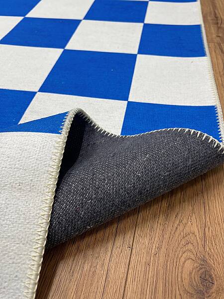 Odessa Mavi Krem Damalı Modern Geometrik Yıkanabilir Dijital Baskı Giyinme Salon Oturma Odası Halısı 120x200 - 4