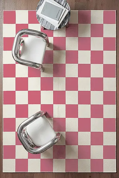 Odessa Pembe Krem Damalı Yıkanabilir Bohem Dijital Baskı Şönil Genç Oda Giyinme Salon Ev Oda Halısı 120x200 - 2