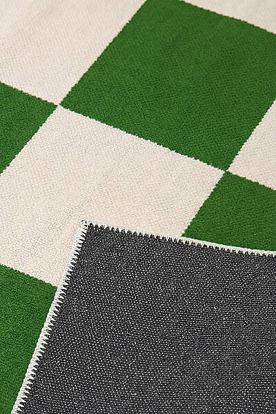 Odessa Yeşil Krem Damalı Yıkanabilir Bohem Dijital Baskı Şönil Mutfak Salon Ev Oda Koridor Halısı 120x200 - 3