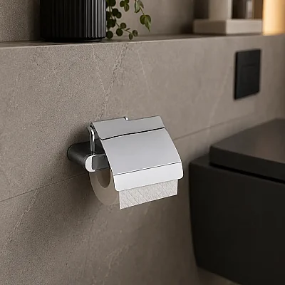 System Ovalin Kapaklı Tuvalet Kağıtlığı Krom Renk 87x137x159 mm (BA1025 023 CR) - 1