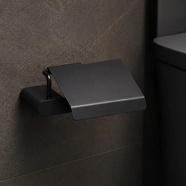 System Banyo Ovalin Kapaklı Tuvalet Kağıtlığı Siyah Renk 87x137x159 mm (BA1025 023 AL6) - 1