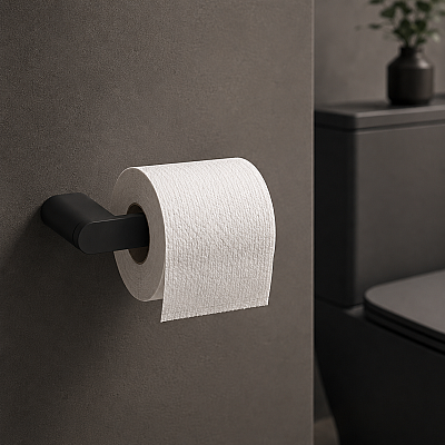 System Ovalin Tuvalet Kağıtlığı Siyah Renk 25x63x159 mm (BA1025 002 AL6) - System Banyo