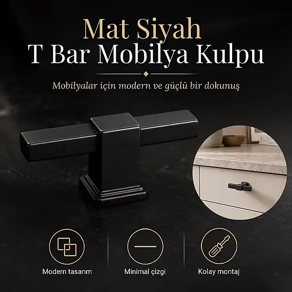 Özen 136 Modeli Siyah Düğme Kulp (Ö136-D-02) - 1