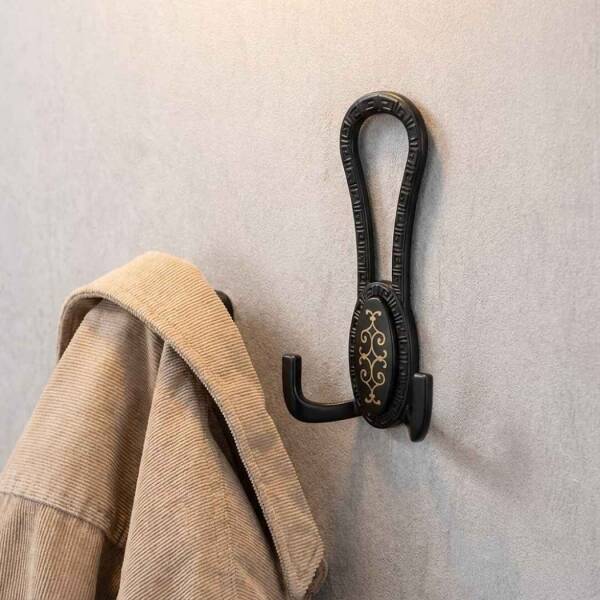 Özer Seçil İkili Askılık Portmanto Vestiyer Askısı Siyah Metal (20-11-02) - 1