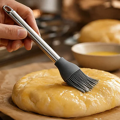 Paslanmaz Çelik Kulplu Silikon Fırça 26,5 cm (AK.JF170481240) - 1
