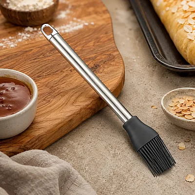 Paslanmaz Çelik Kulplu Silikon Fırça 26,5 cm (AK.JF170481240) - Vitale (1)