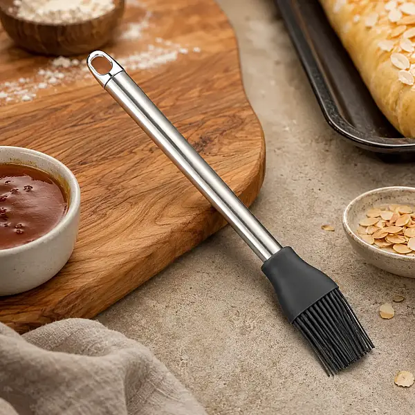 Paslanmaz Çelik Kulplu Silikon Fırça 26,5 cm (AK.JF170481240) - 2