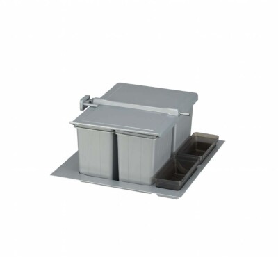 Pelikan Çekmece İçi 12+6+6 Litre 2 Kova Otomatik Çöp Kovası Gri Modül 50cm (81635) - 1