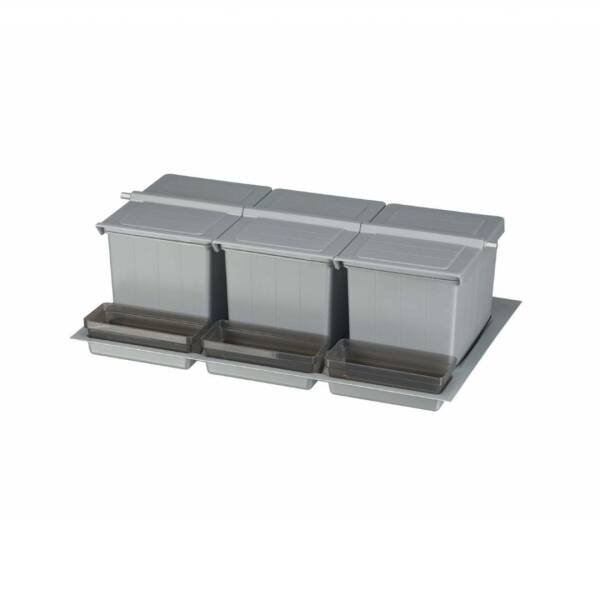Pelikan Çekmece İçi 47 Litre 3 Kova Otomatik Çöp Kovası Modül 80 Gri (81230) - 1
