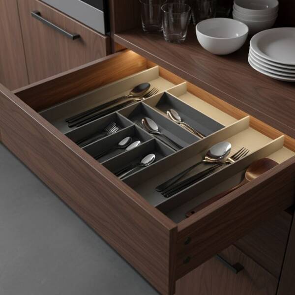 Pelikan Elit Çekmece İçi Ahşap Kaşıklık Antrasit 90 cm (E10090G) - 1