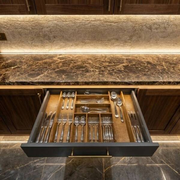 Pelikan Elit Çekmece İçi Ahşap Kaşıklık Koyu Meşe 90 cm (E10090D) - 1