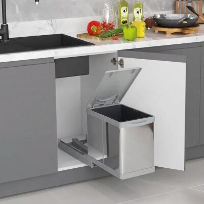 Pelikan Raylı Paslanmaz 16 Litre Tek Kova Çöp Kovası (21700P) - Pelikan