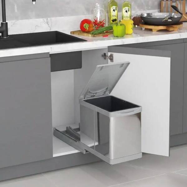 Pelikan Raylı Paslanmaz 16 Litre Tek Kova Çöp Kovası (21700P) - 1