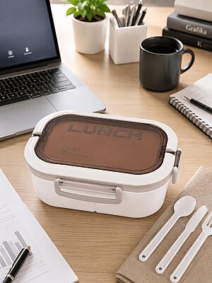 Plastik Beyaz Lunchbox 2 Katlı 6 Bölmeli Sefer Tası, Yemek Kutusu 1200 Ml (AMZ44) - SESE (1)