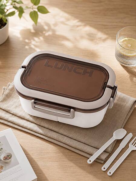 Plastik Beyaz Lunchbox 2 Katlı 6 Bölmeli Sefer Tası, Yemek Kutusu 1200 Ml (AMZ44) - 4