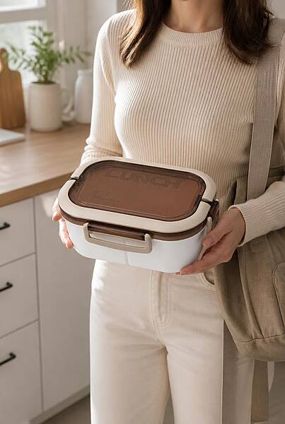 Plastik Beyaz Lunchbox 2 Katlı 6 Bölmeli Sefer Tası, Yemek Kutusu 1200 Ml (AMZ44) - 6