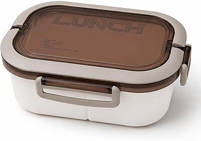 Plastik Beyaz Lunchbox 2 Katlı 6 Bölmeli Sefer Tası, Yemek Kutusu 1200 Ml (AMZ44) - 7