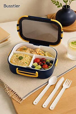 Plastik Mavi Lunchbox 2 Katlı 6 Bölmeli Sefer Tası, Yemek Kutusu (AMZ45) - SESE