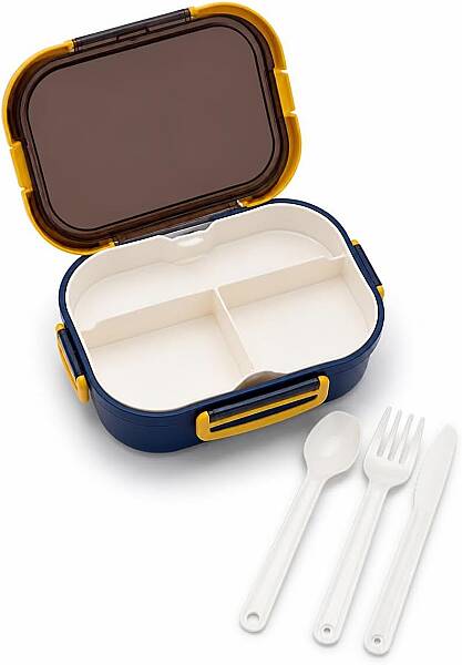 Plastik Mavi Lunchbox 2 Katlı 6 Bölmeli Sefer Tası, Yemek Kutusu (AMZ45) - 6